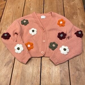 Floral Embellished Pink Cardigan